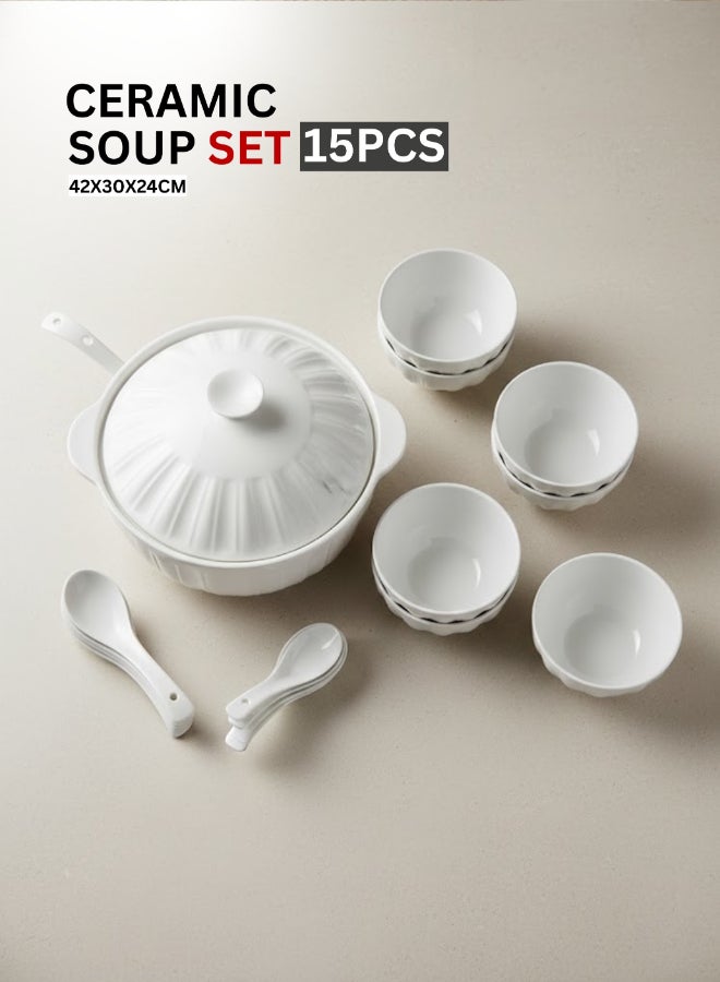 Feelings طقم حساء سيراميك FEELINGS 15 قطعة مع أطباق تقديم – SD-61940-P - Image 4